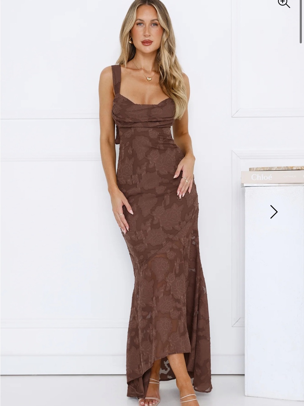 Hello Molly enchanted empire maxi dress brown NWT